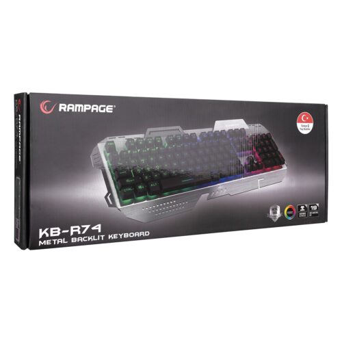 Rampage KB-R74 Gökkuşağı Aydınlatmalı USB Oyuncu Türkçe Q Multimedia Klavye