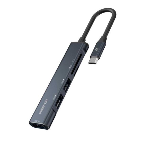 Polosmart PSH11 Type-C 5in1 USB Dönüştürücü Hub Siyah