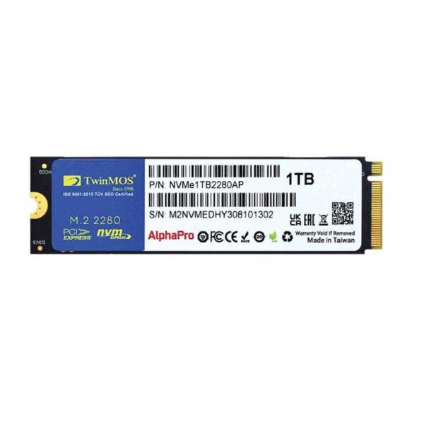 TwinMOS 1TB M.2 PCIe NVMe SSD NVMe1TB2280AP  3600-3250Mb/s,m.2 NVMe PCIe, 3D,Gen3